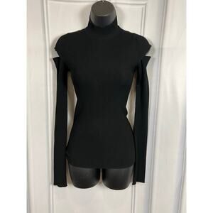 Helmut Lang black peep shoulder turtleneck XS